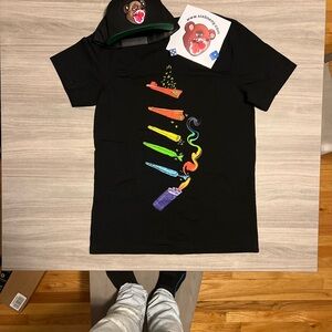 Black and Red Short Sleeve Tee with Vibrant Graphic